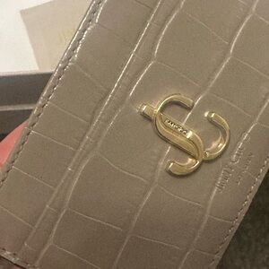 Jimmy Choo Sand Croc-Embossed Card Holder